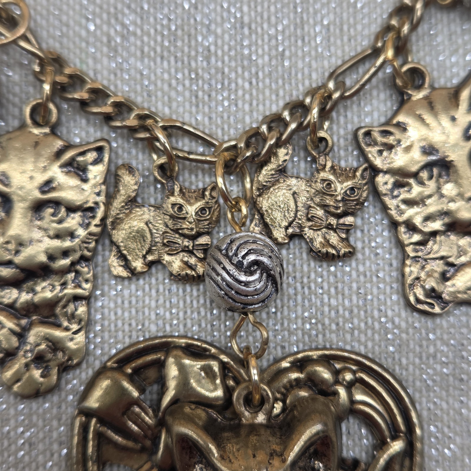 Cats Charms Pendant Style Heart Ribbon Flower Chain Necklace