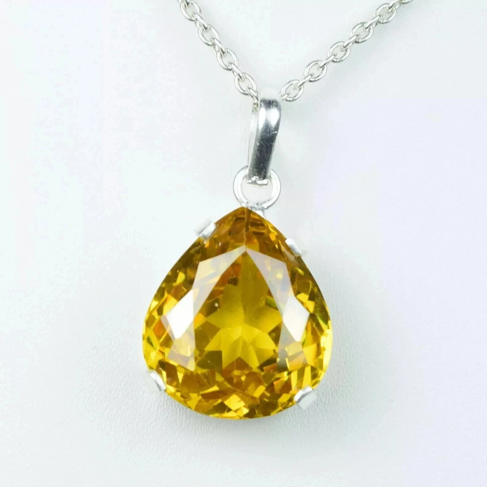 Natural Zircon Yellow Pendant 50.20 Ct+ Solid Silver Certified Flawless Gemstone
