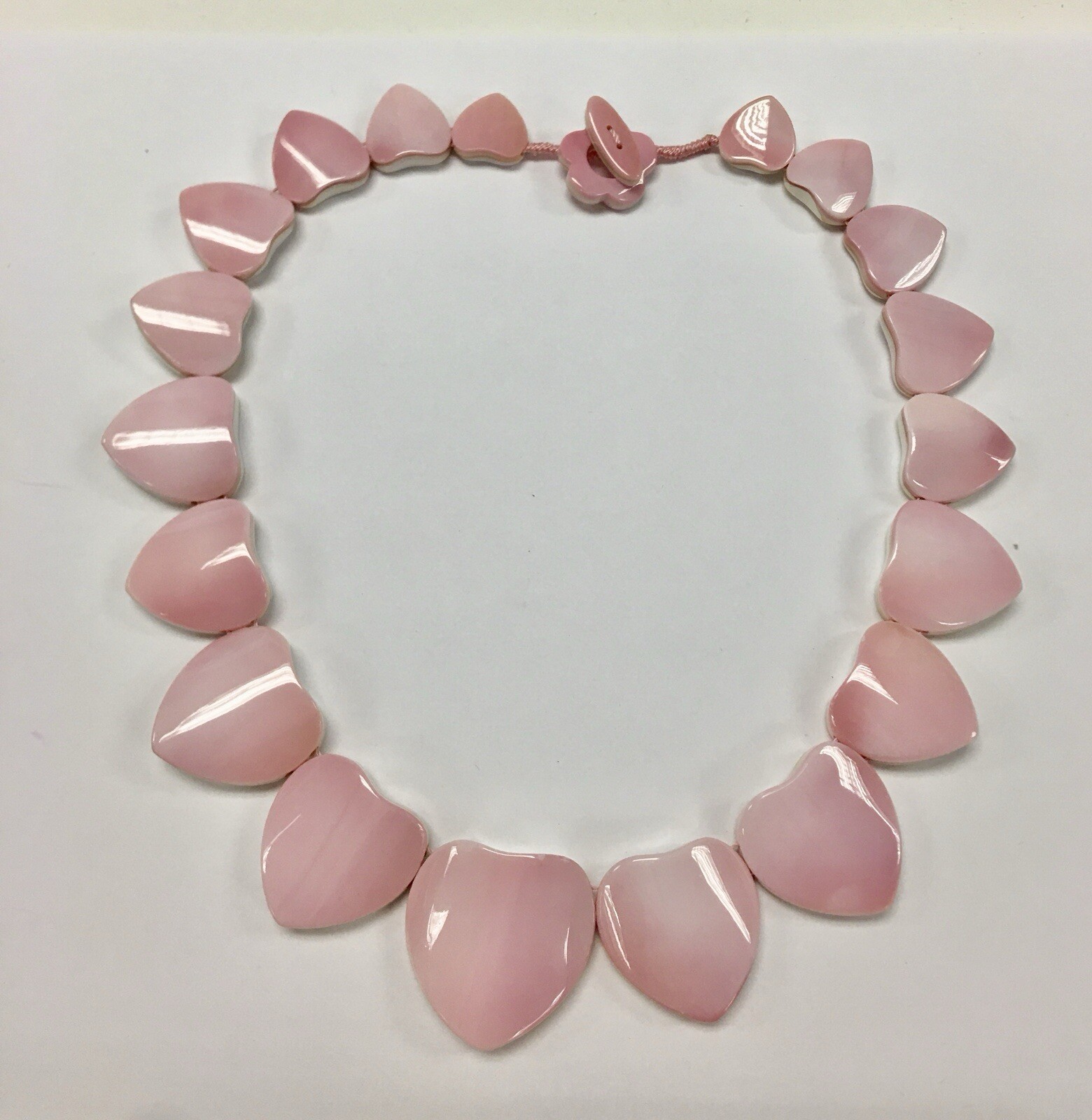 Pink Conch Shell Heart Hand Craved Necklace
