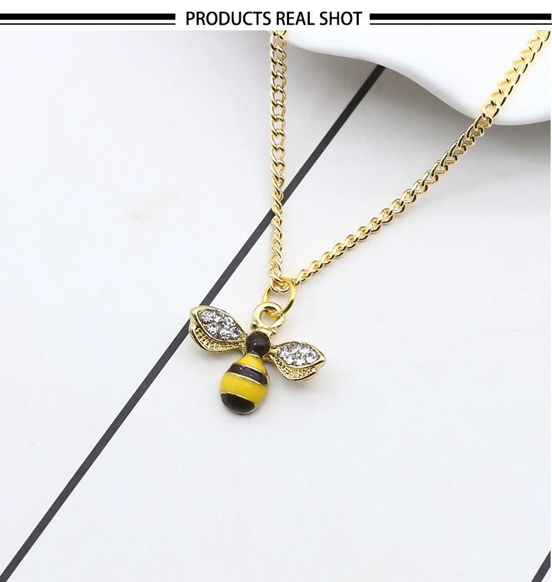 Cute Bee Pendant Necklace Women Girls Crystal Wings Long Chain Jewelry Gift