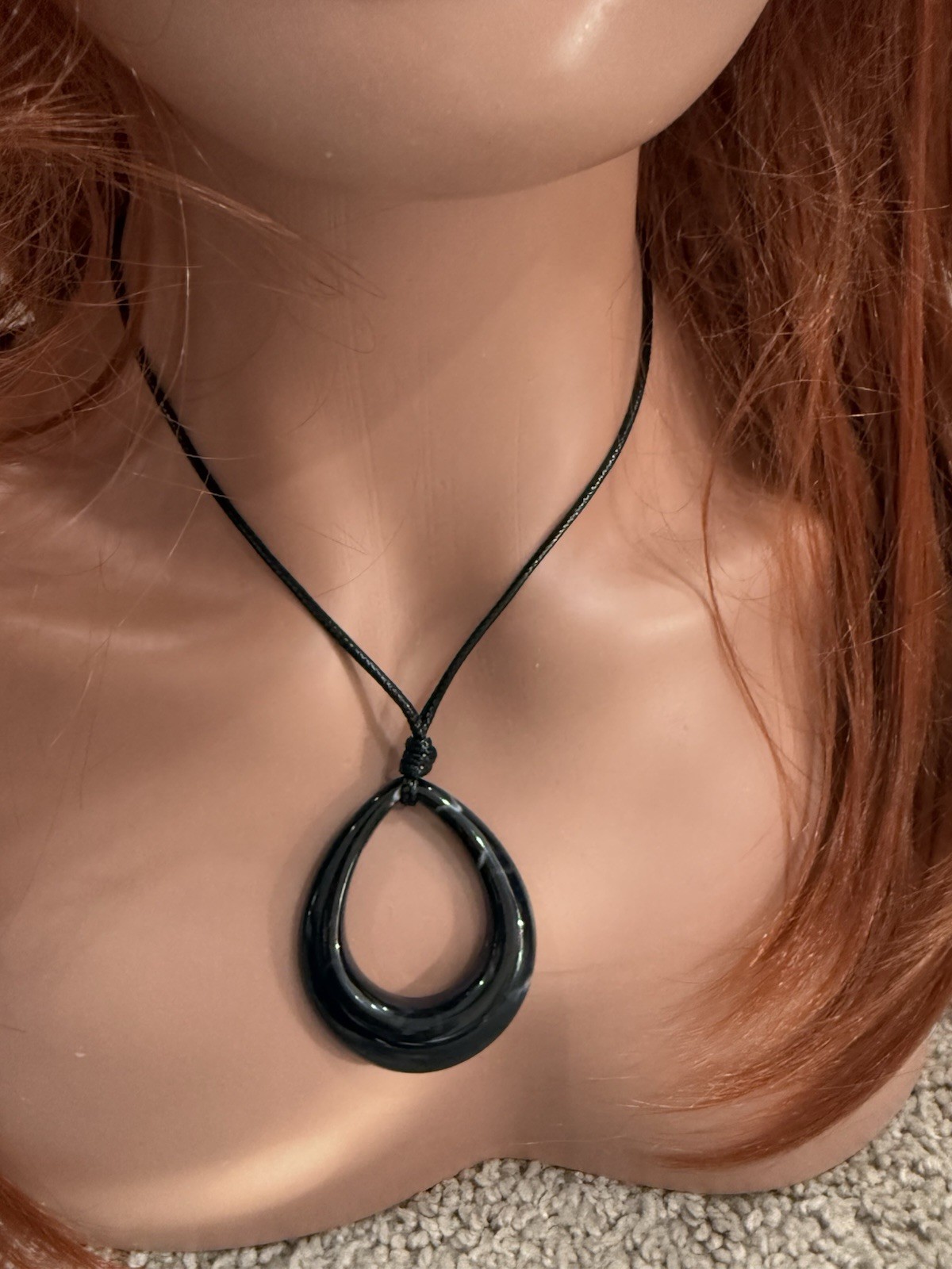 Black Acrylic Drop Choker Black Necklace Chunky Pendant Statement