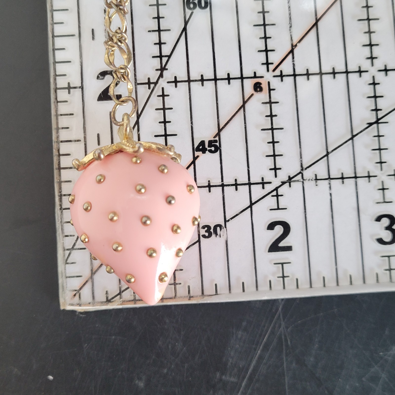 Pink and Gold Studded Strawberry Necklace