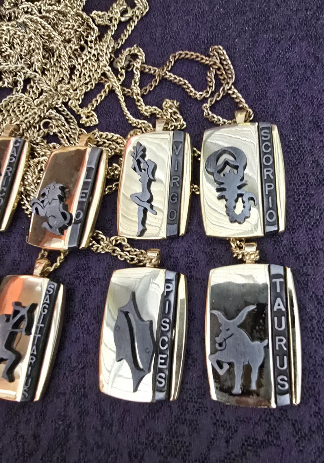 12 – Goldtone Horoscope Zodiac Signs Dog Tag Pendant Necklace 12 – Constellation