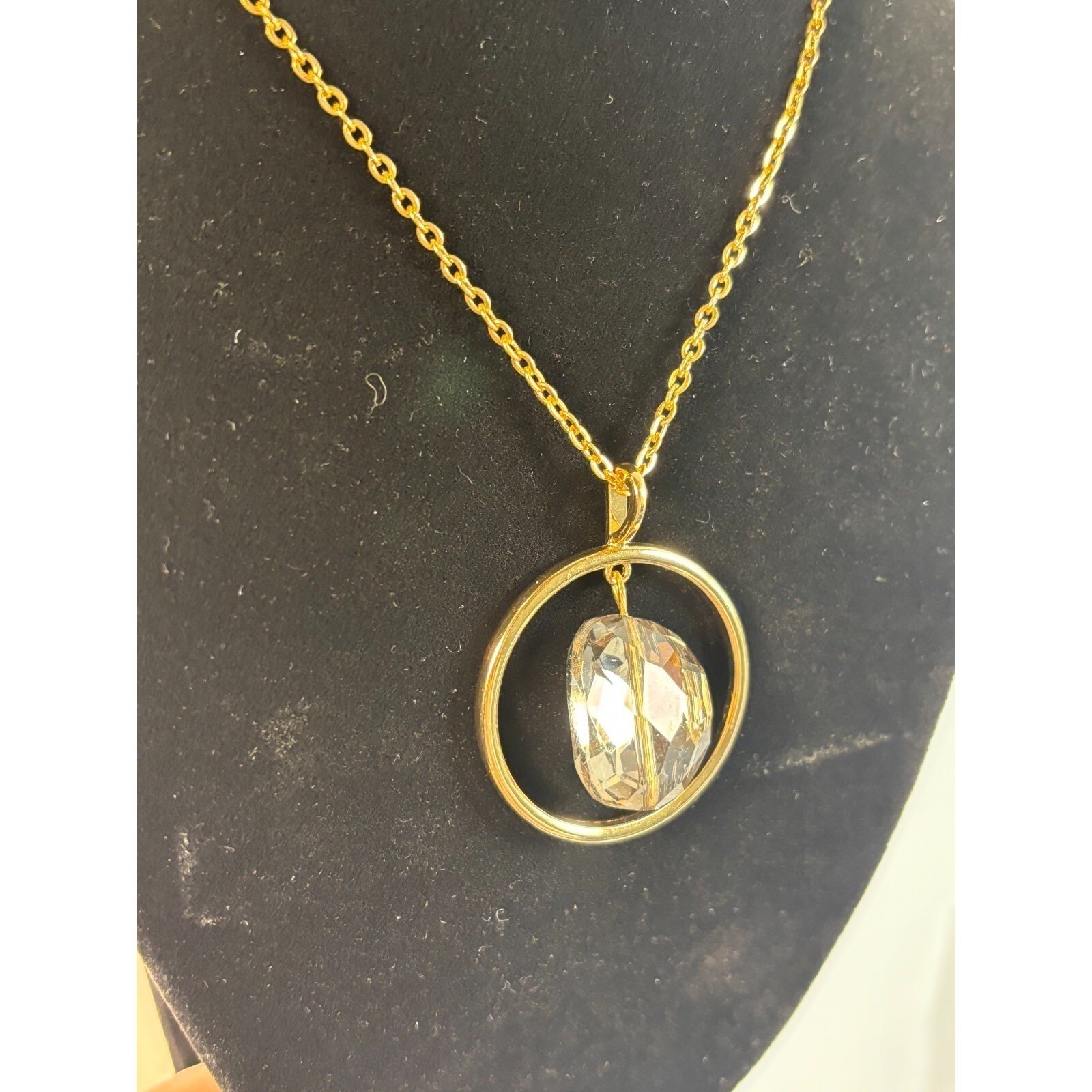 Necklace Lot Gold Tone Hoop and Bead Pendant Matching Chain Dangle Earrings