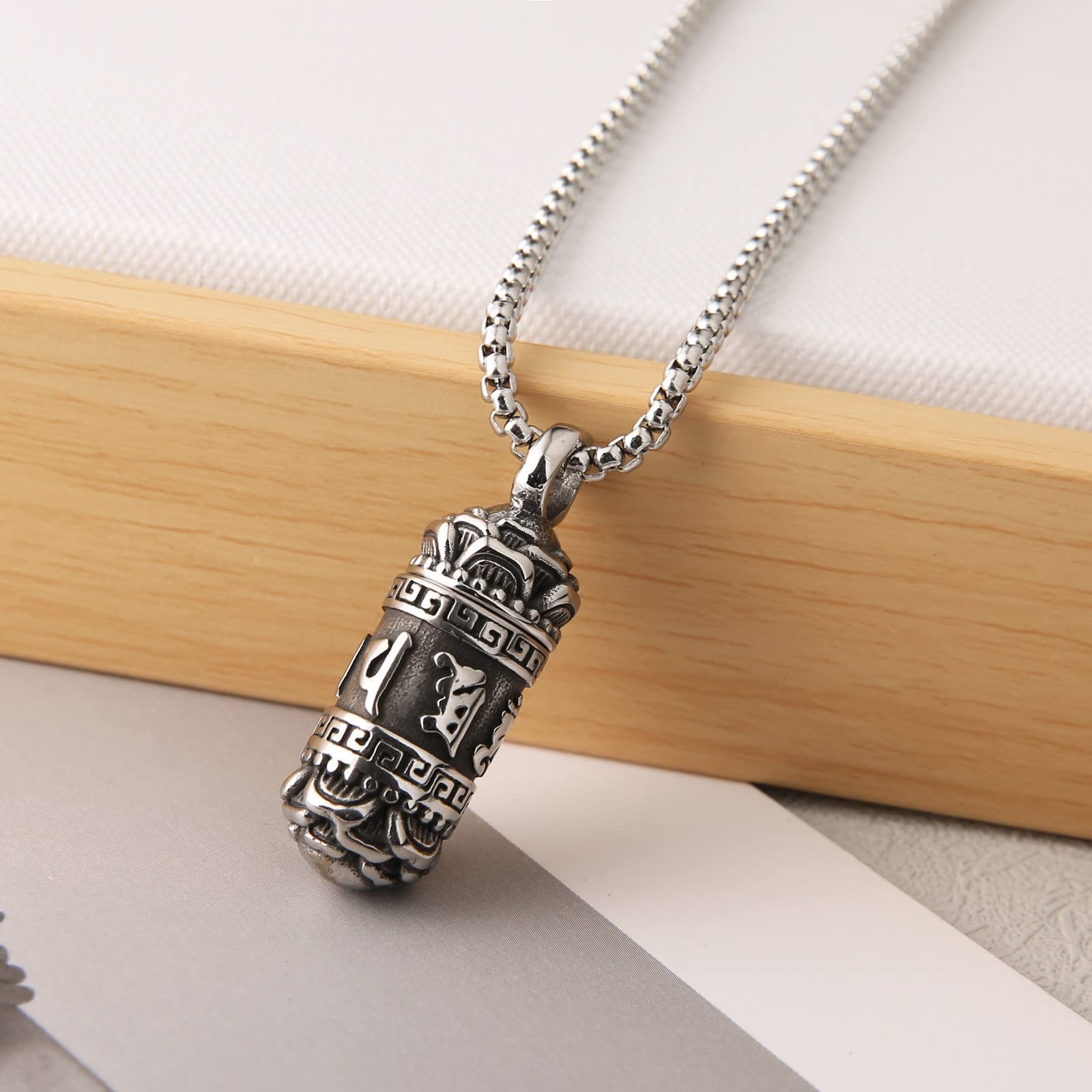 Tibetan Buddhist Meditation Stainless Steel Pendant Memorial Cremation Ash Pi…