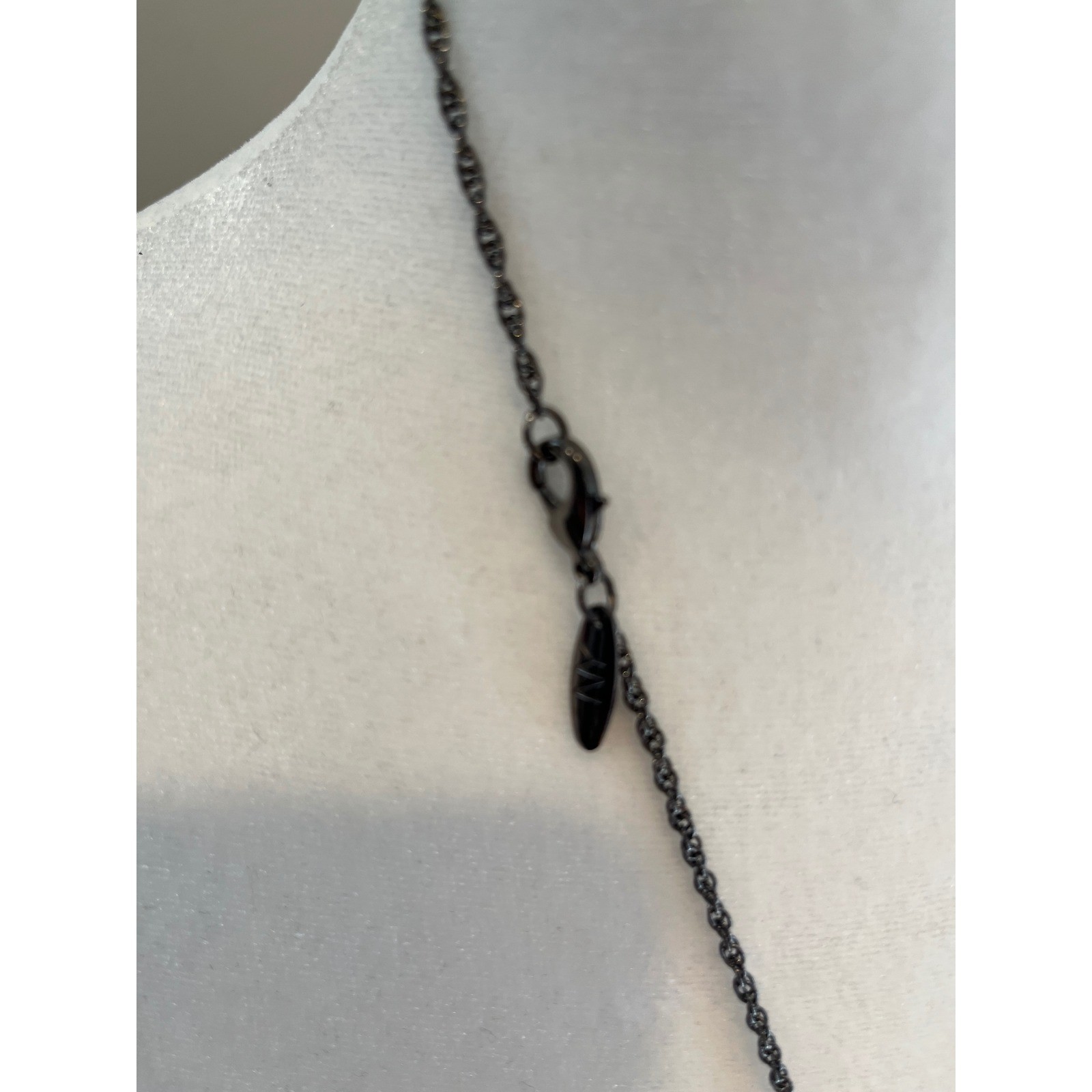 New York & Company Red Bead Gunmetal Tiered Triple Strand Necklace Heart Charm