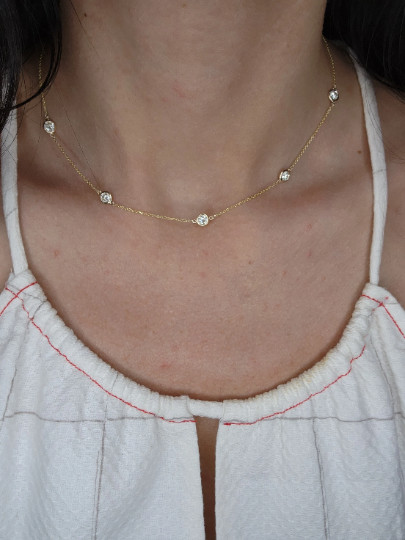 1.25 Ct Lab Grown Diamond by the Yard 14Kt Gold Necklace