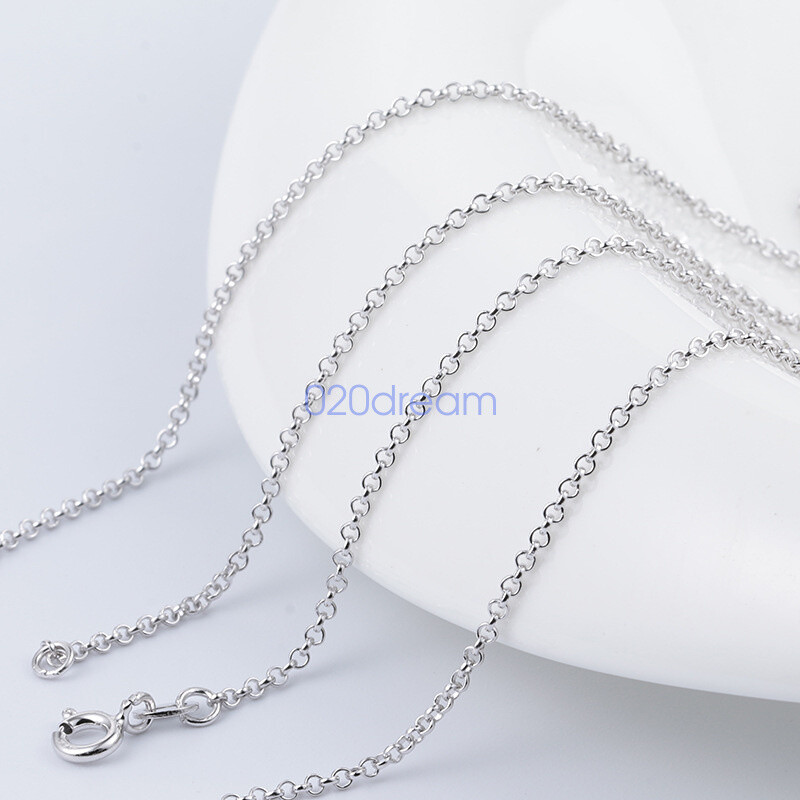 Classic Real 925 Sterling Silver Necklace Curb/Trace Chain 20-24″ Inch Long Lady