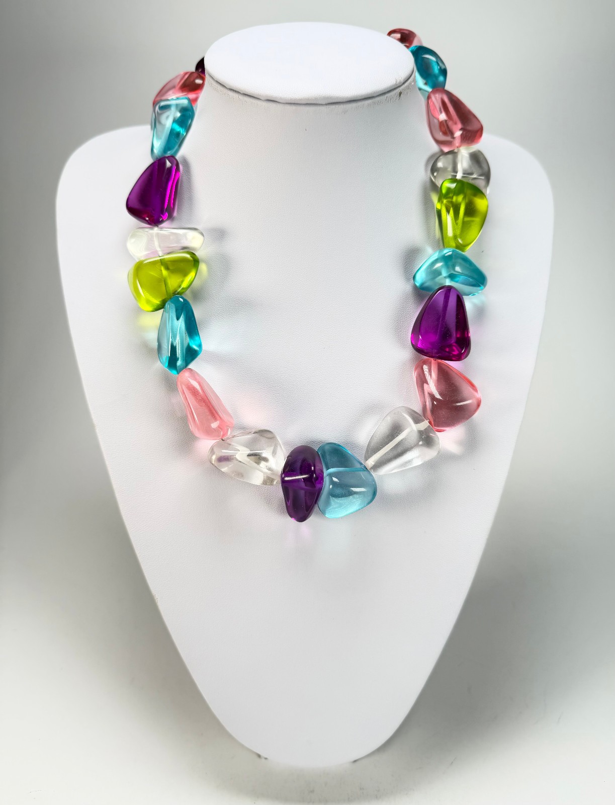 Jackie Brazil “Diamonds” Transparent Paris Mix Flintstone Bone 55cm Necklace
