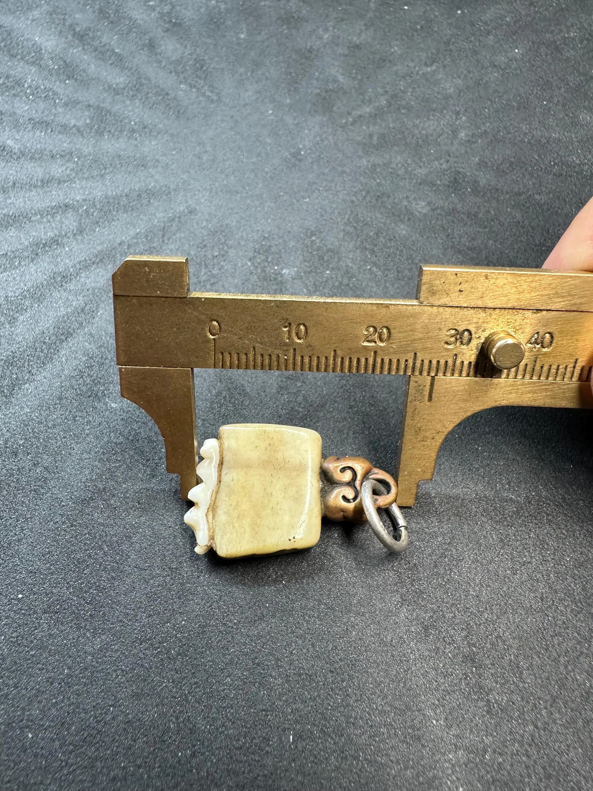 Vintage Himalayan Tooth Amulet Pendant – Tribal Talisman Copper Charm