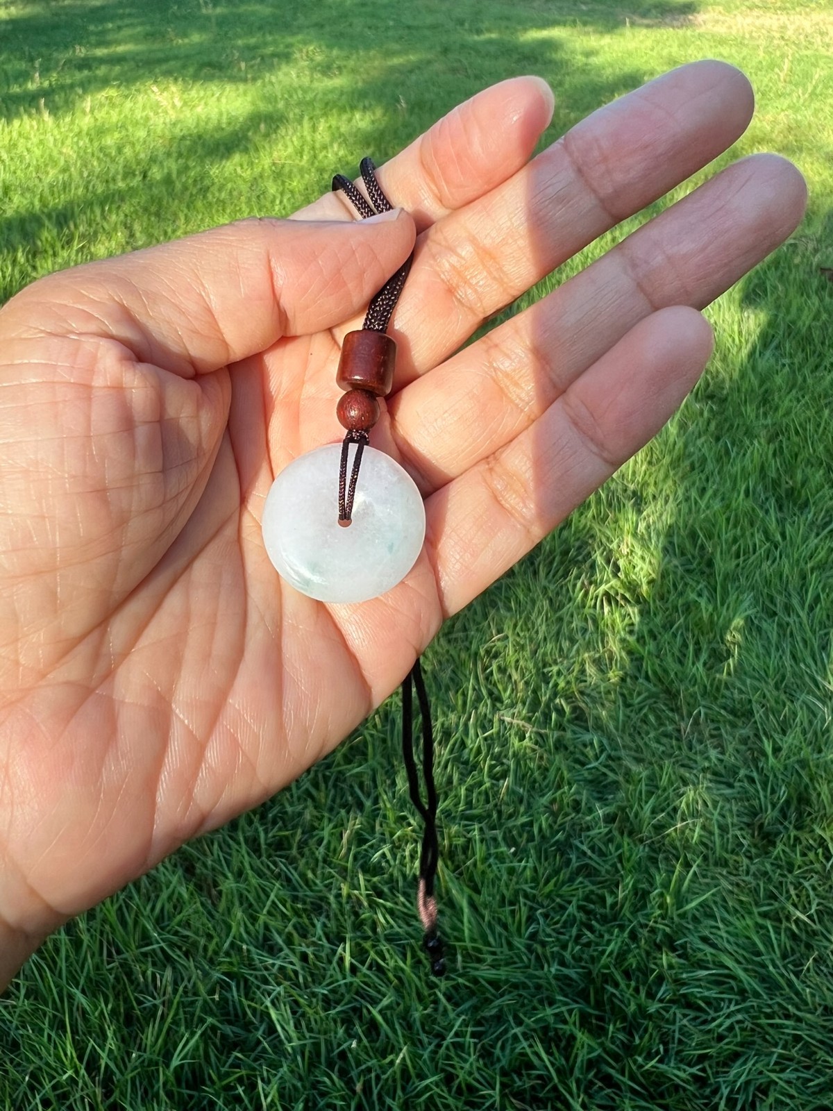 Icy Green 100% Natural Grade A Jadeite Jade PingAn Pendant Necklace H67 2