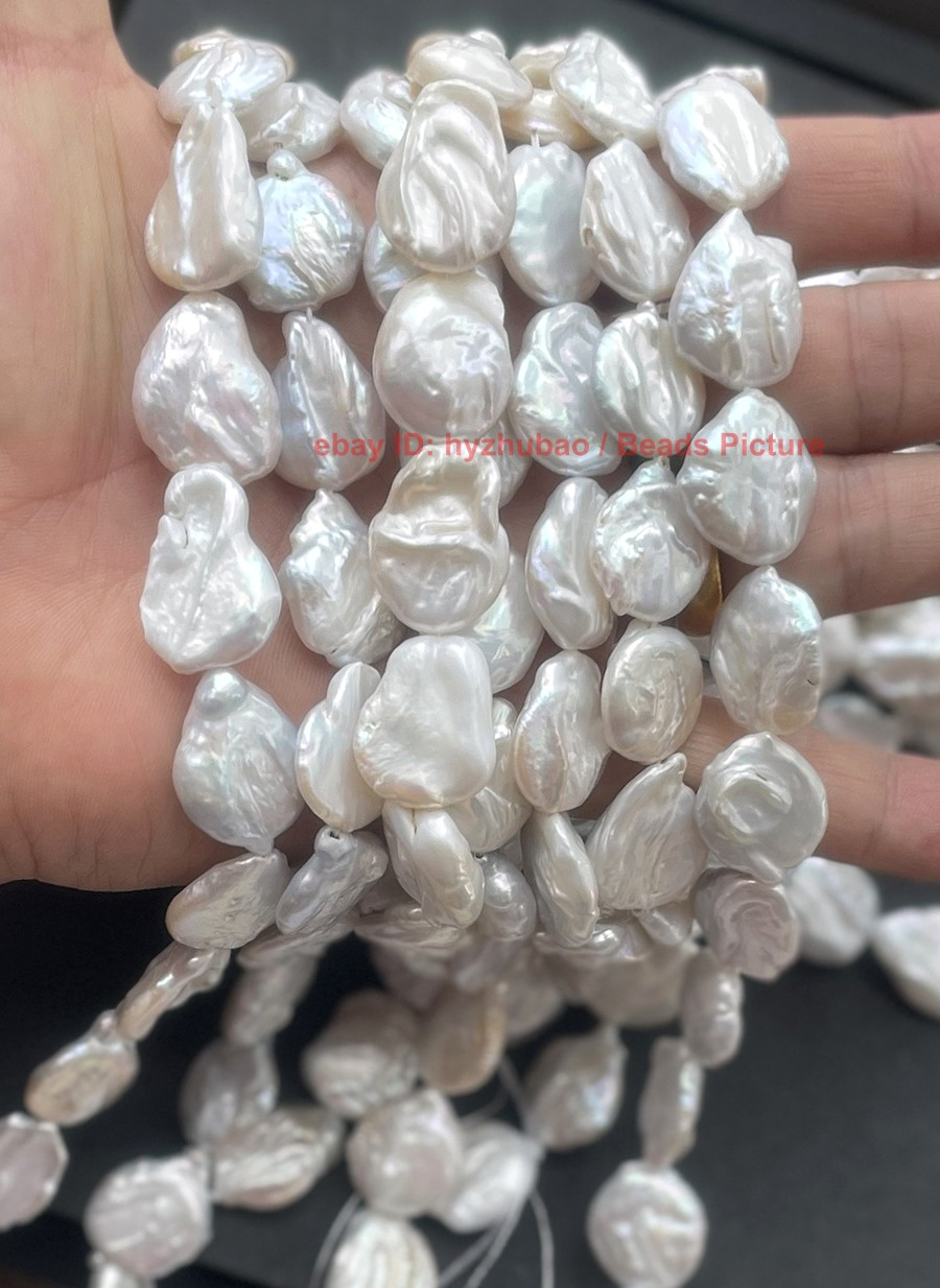Huge 18-22mm South Sea White Flat Baroque Keshi Pearl Necklace Bracelet Earrings