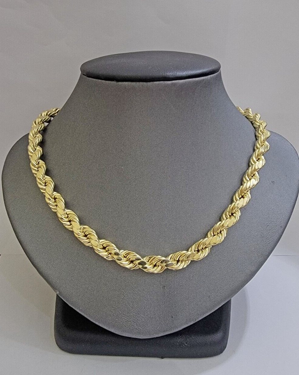 10k Yellow Gold Rope Chain Necklace 24 Inch 8mm Diamond Cuts Men’s REAL 10KT