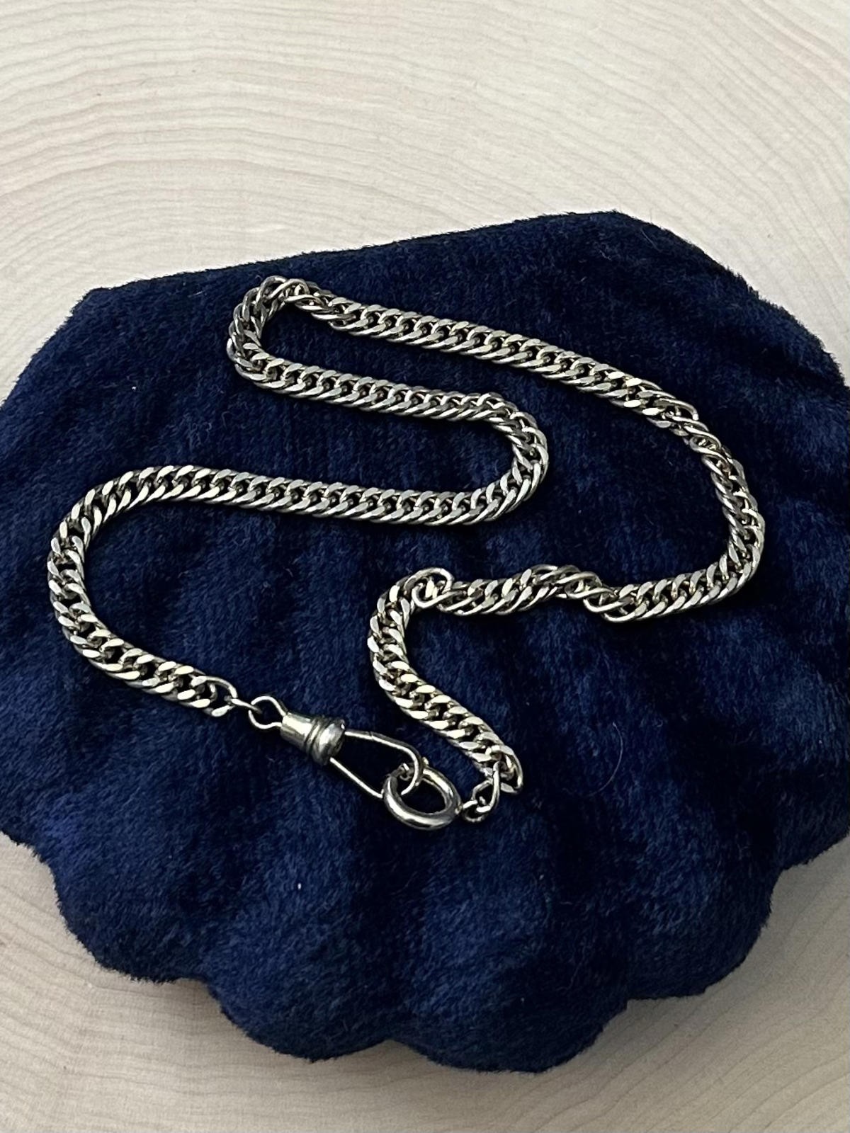 Vintage Midcentury Gold Tone Flat Curb Link Watch Chain Dog Clip Clasp 13″
