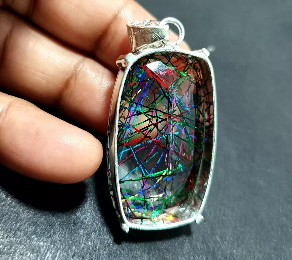 Multi-Color Natural 99.15 Ct Brazilian Rutilated Quartz Pendant Loose Gemstone