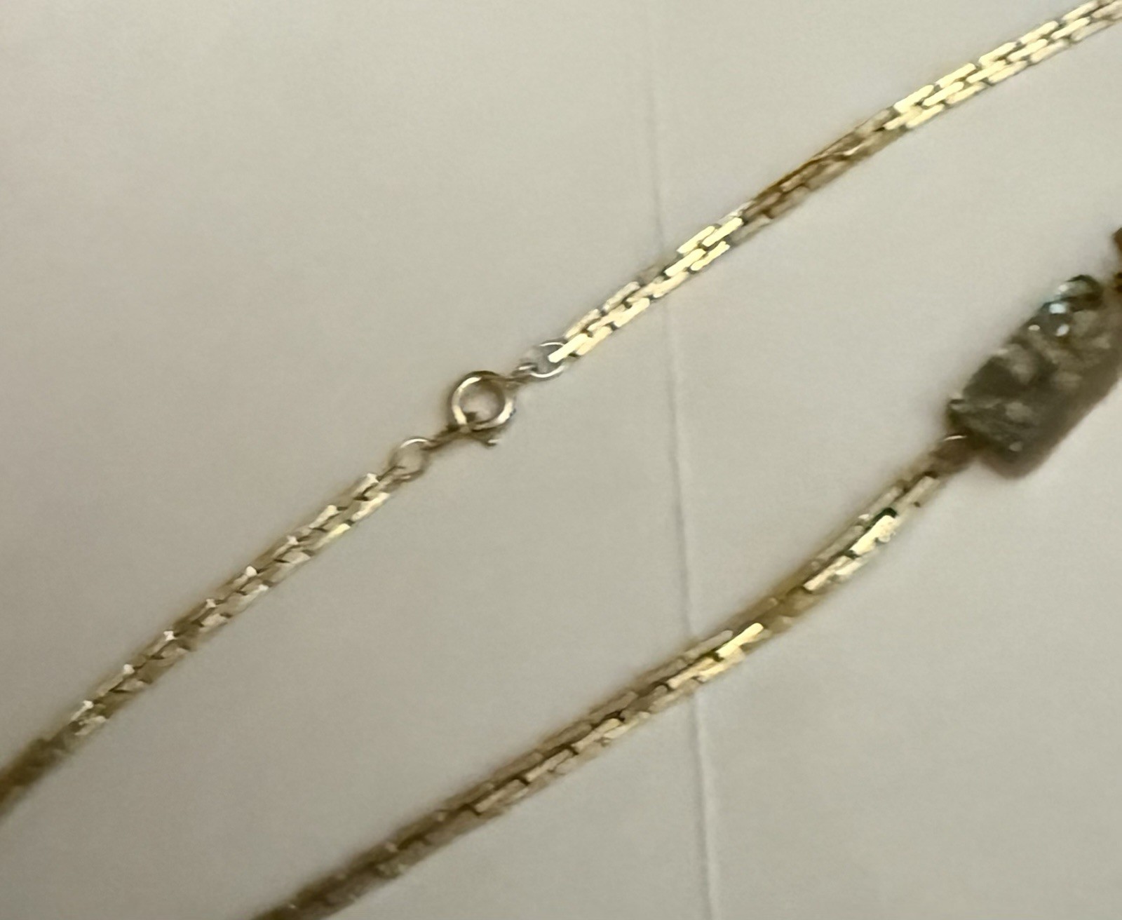 Vintage Gold Tone Box Chain Necklace Abalone Shell Square Charms by Les Bernard