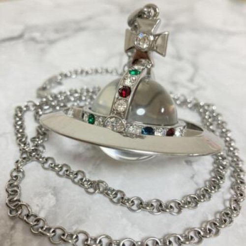 【In Box/Drawstring】Vivienne Westwood Medium Orb Necklace Silver Top 6.5cm