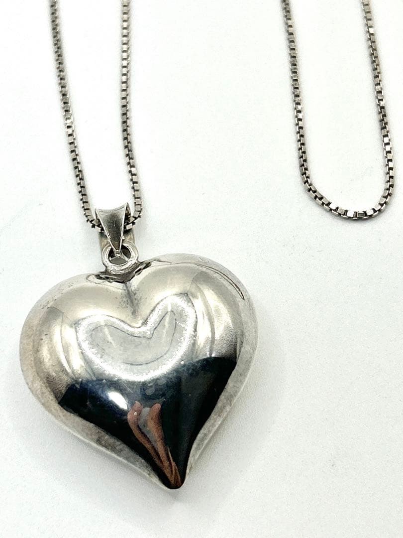 Vintage Heart Necklace Puff Necklace Men Women