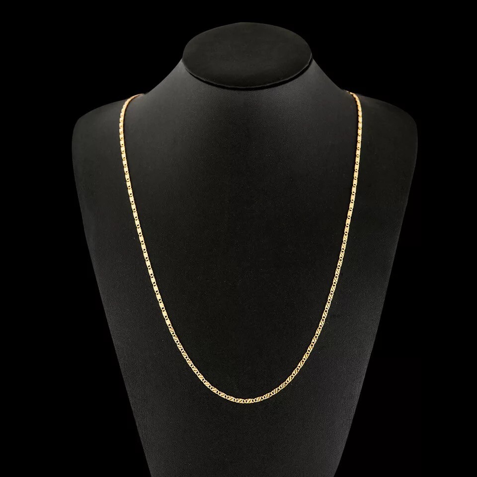 Stunning 18K Yellow Gold GP 2mm Flat Link Chain Necklace For Pendant Wholesale