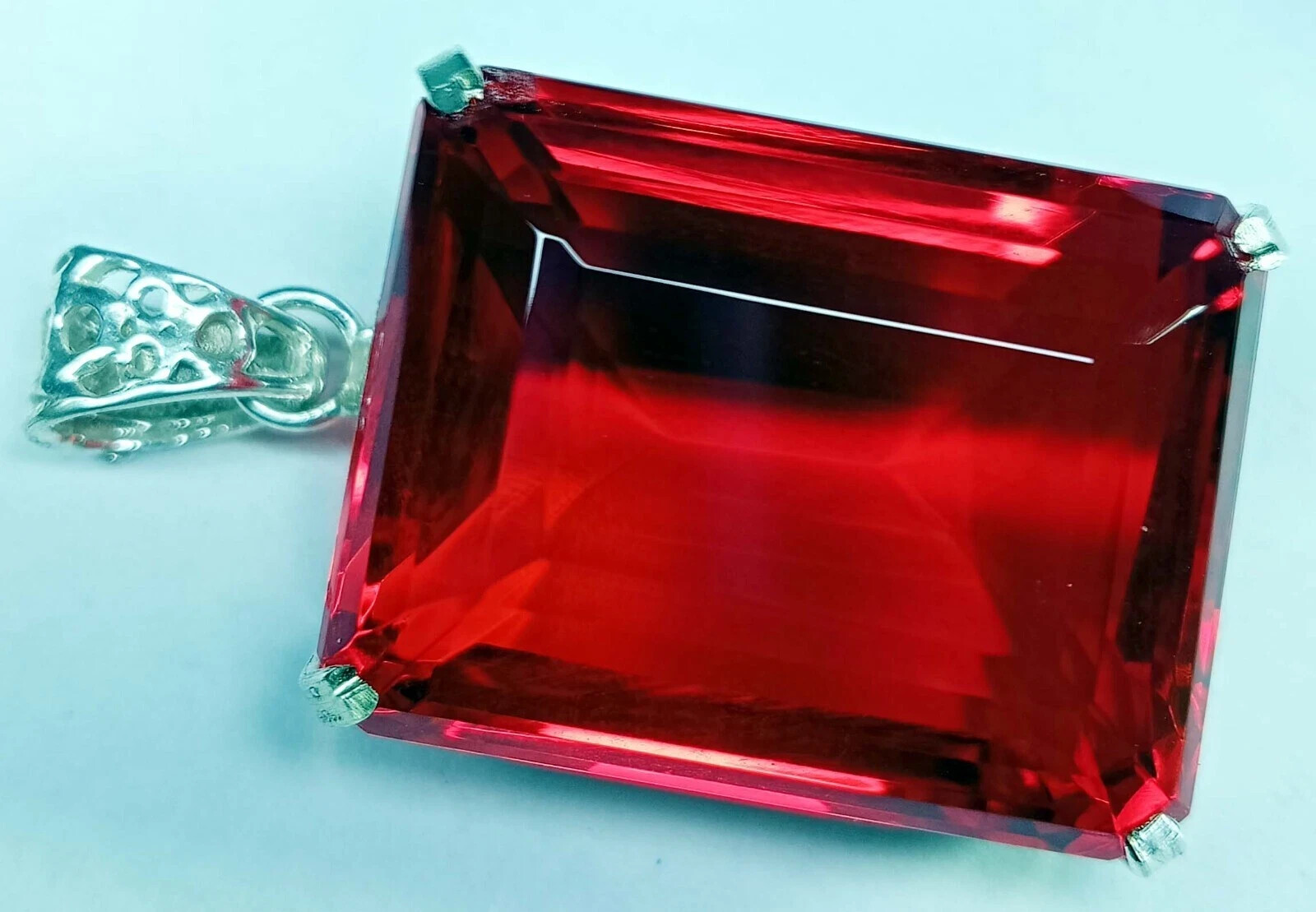 Natural Emerald Cut 135+ Ct Pendant Red Topaz Loose Gemstone Certified PD028