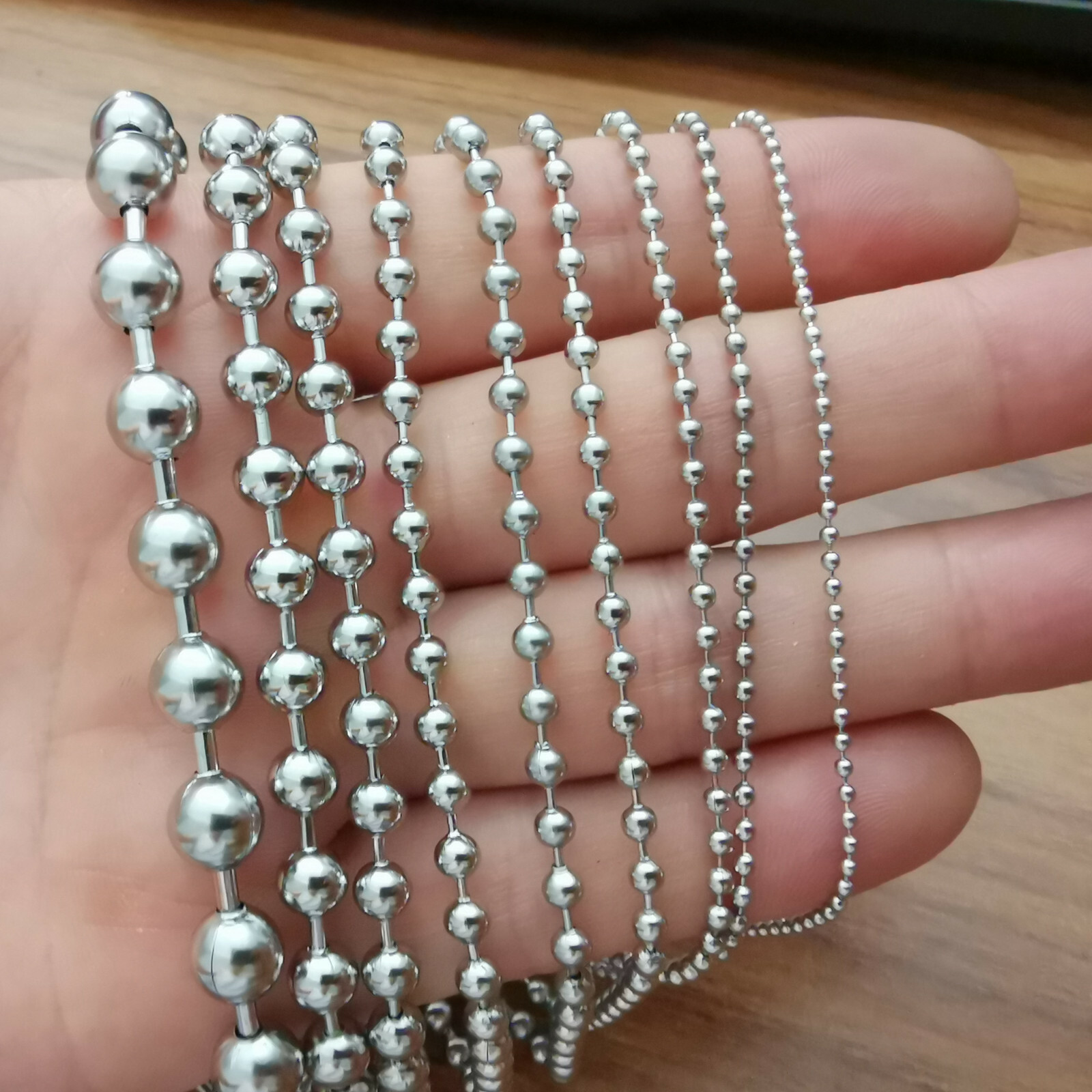 BEAD chain S.steel Silver round ball Chain DIY Jewelry Making In Bulk 1.5–12mm