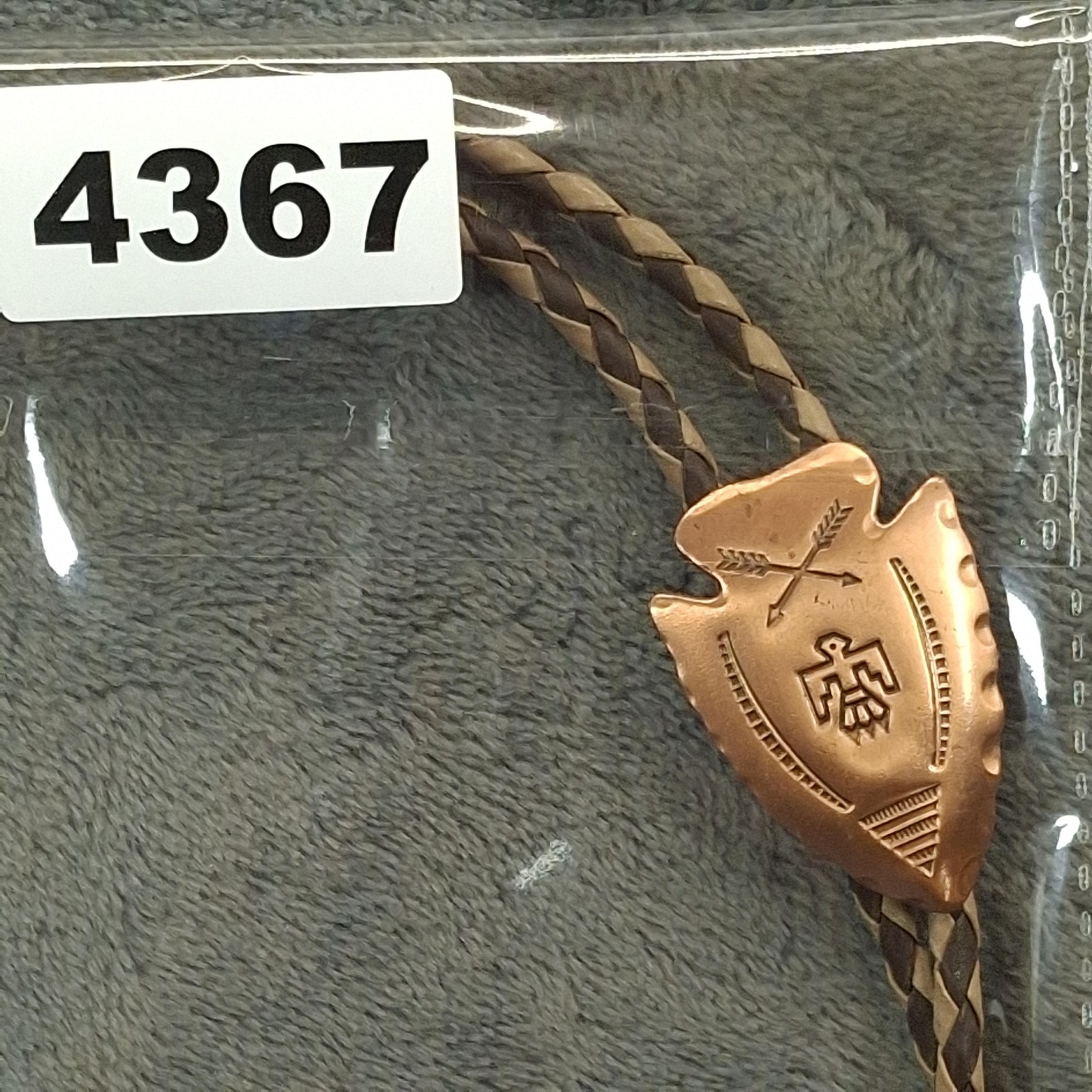 Vtg Solid Copper Thunderbird Crossed Arrows Bolo Tie Western Cowboy