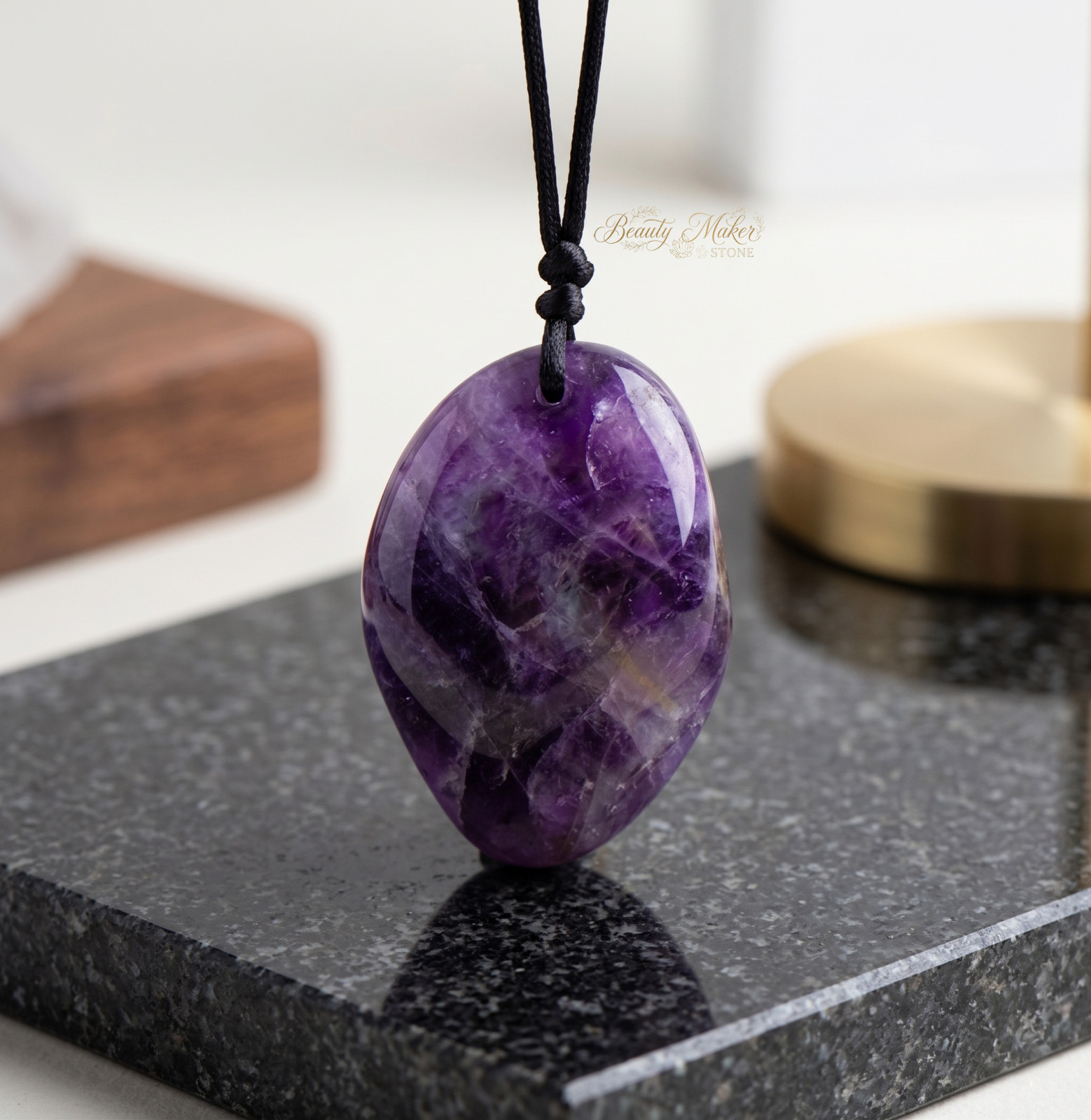 Amethyst Necklace Natural Crystal Pendant Wisdom Spiritual Peace Gift Men Women