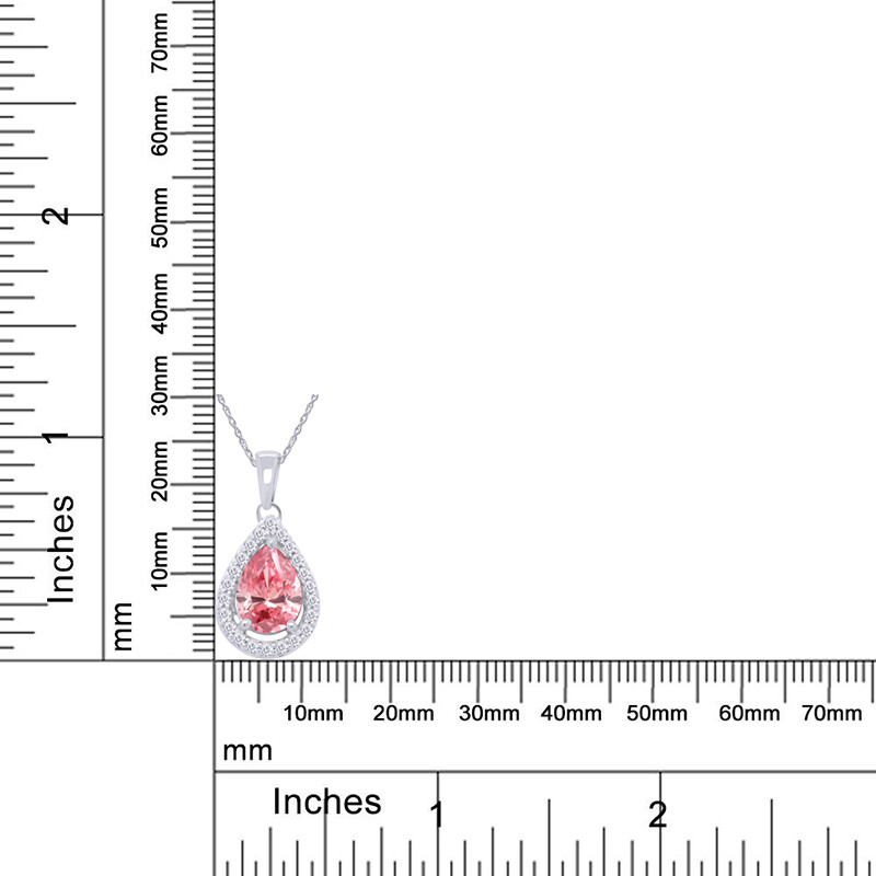 Teardrop Pendant 18″ Necklace Simulated Birthstone 14K White Gold Plated Silver