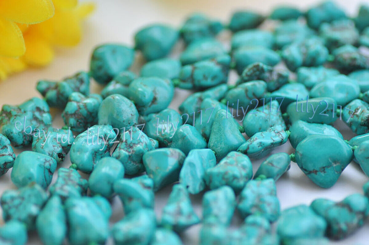 10-15mm Natural Turquoise Gems Irregular Nugget Beads Necklace 36-100” No Clasp