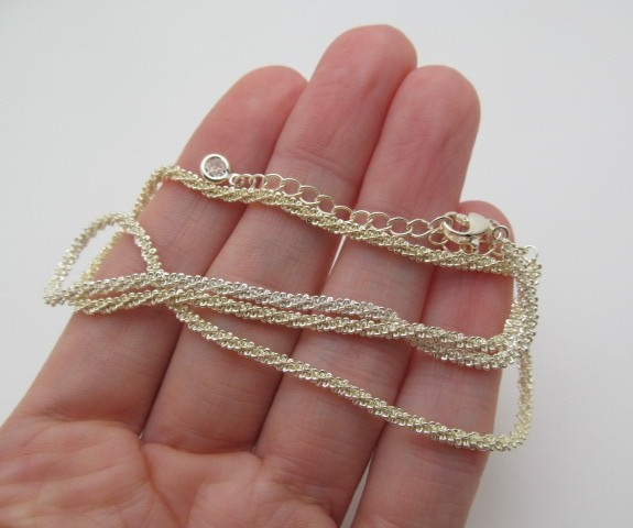 Silver Tone Metal Diamond Cut Margarita Twist 2.75mm Chain Necklace Adjustable