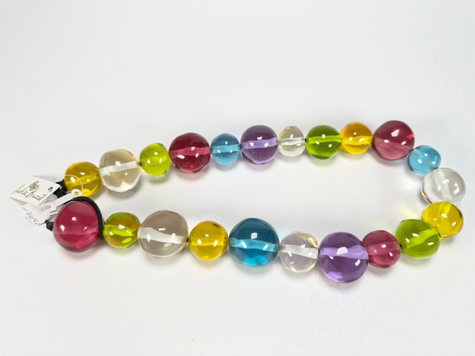 Jackie Brazil “Large Spheres” Transparent Paris Mix Short Abstract Necklace 50cm