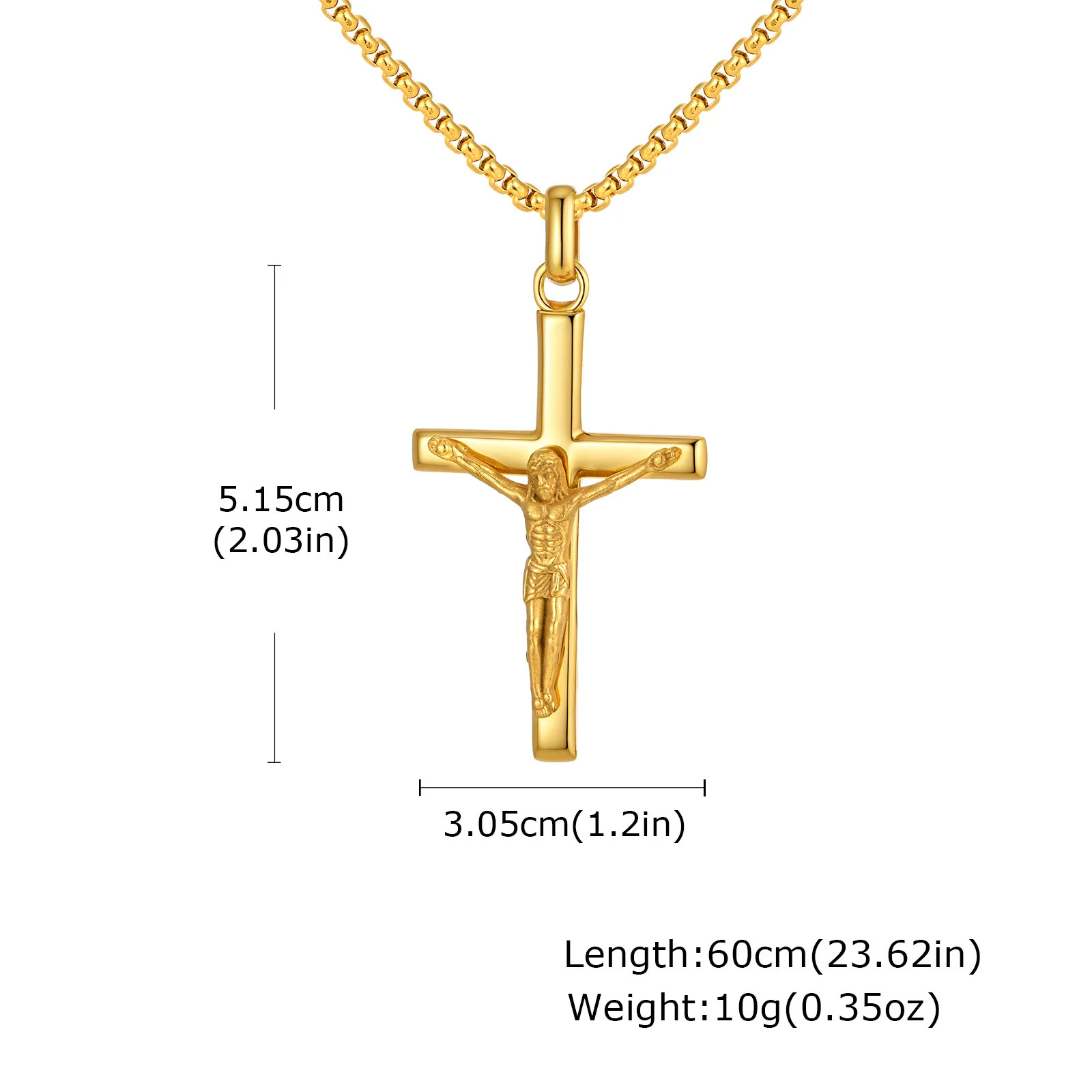 Waterproof Crucifix Cross Necklace for Men Boys,Stainless Steel Catholic Cross P