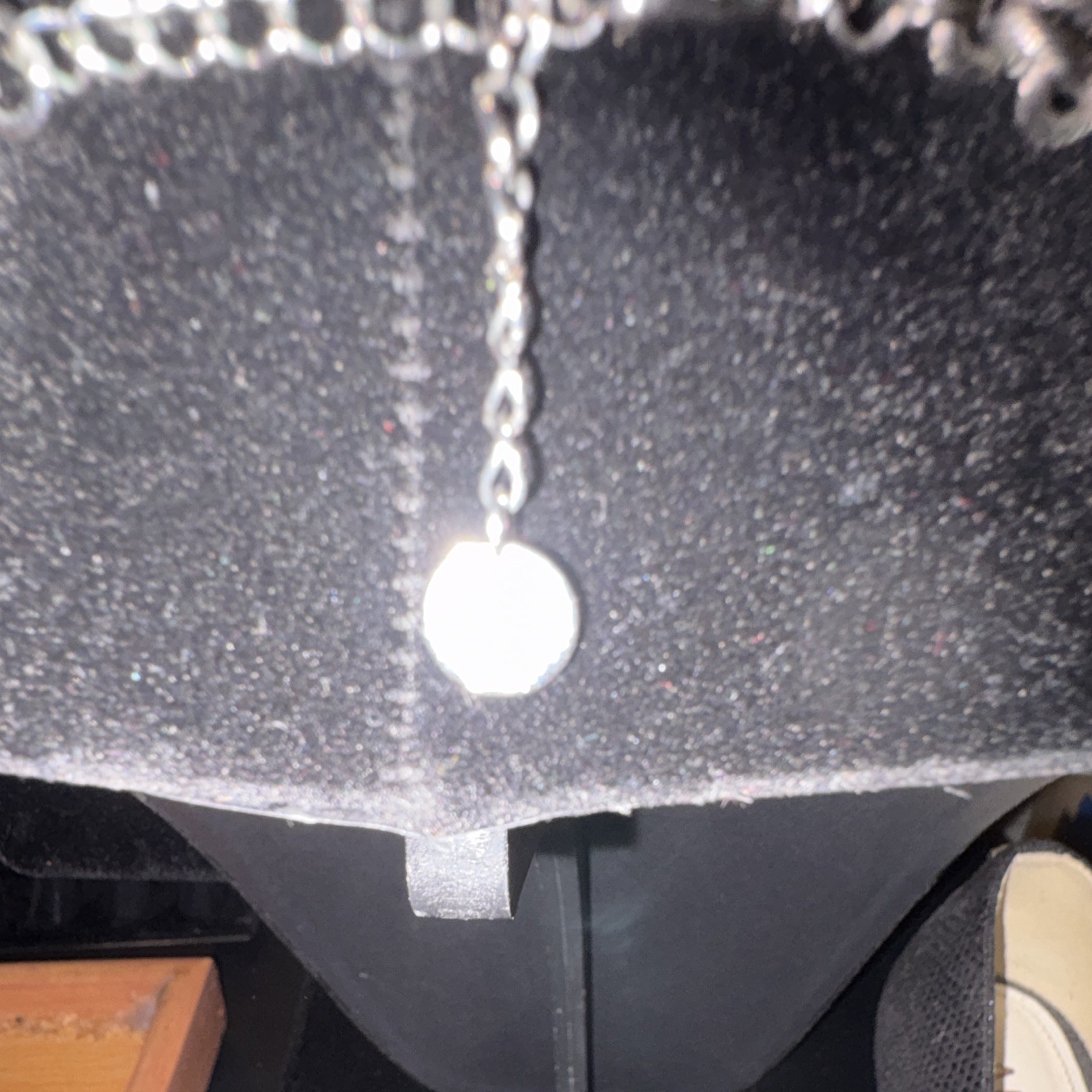 Silver Tone Round Link Chain Necklace, Metal, Adjustable, No Stone, Undated