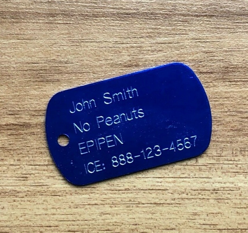 CUSTOM ENGRAVED MEDICAL ALERT ID INFO DOG TAG NECKLACE DIABETIC ALLERGIES ICE