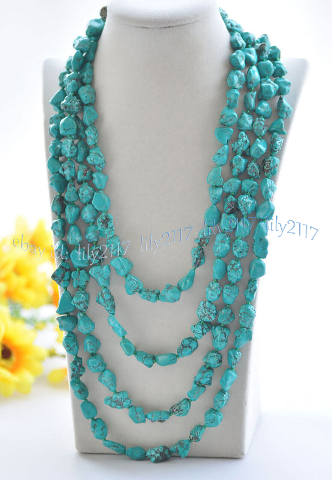 10-15mm Natural Turquoise Gems Irregular Nugget Beads Necklace 36-100” No Clasp