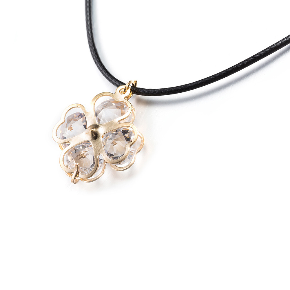 Elegant 18k Yellow Gold Plated Glass Flora Penant Woman Gift Necklace N-A558