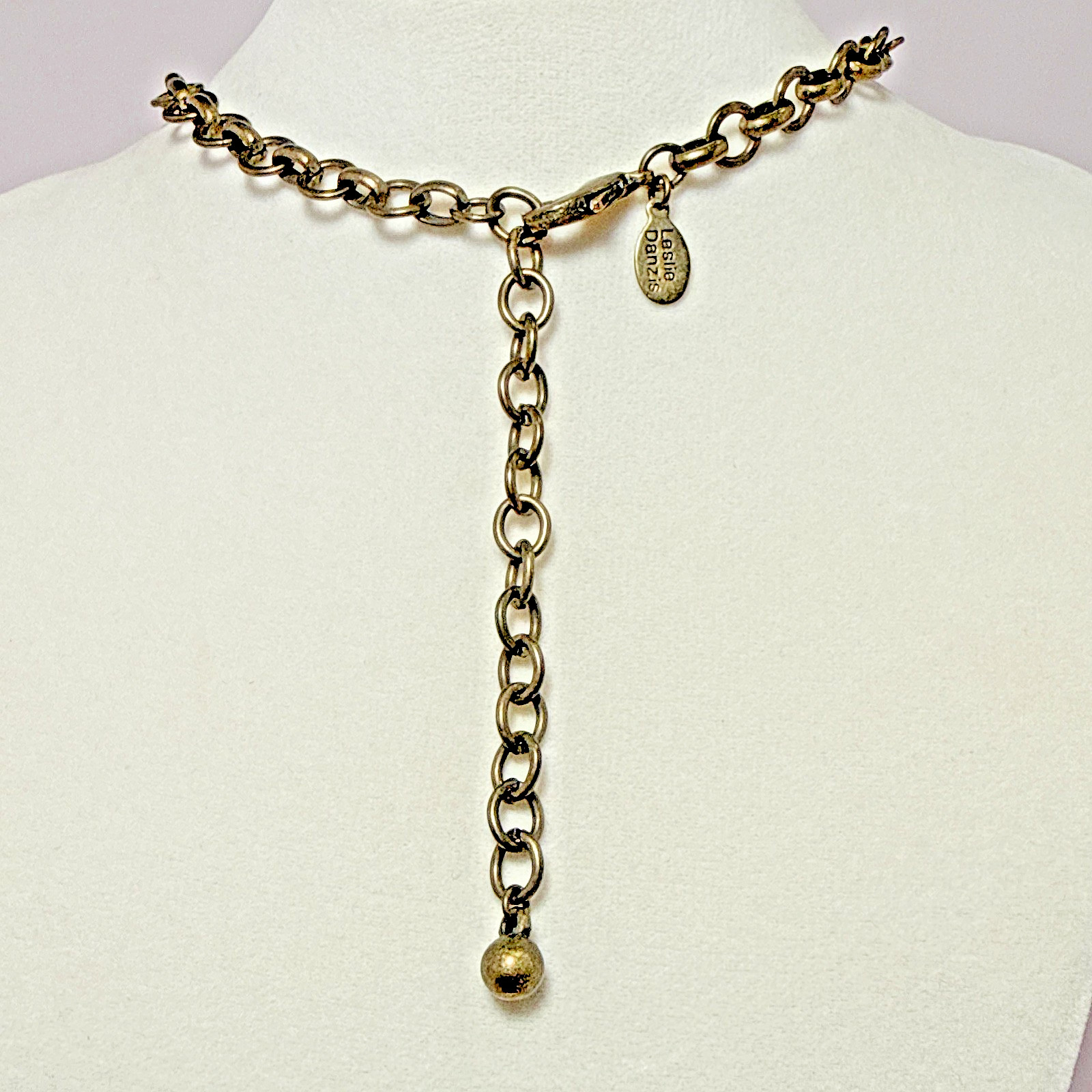 Leslie Danzis Crystal Cluster Teardrop Bib Statement Collar Necklace Gold Tone