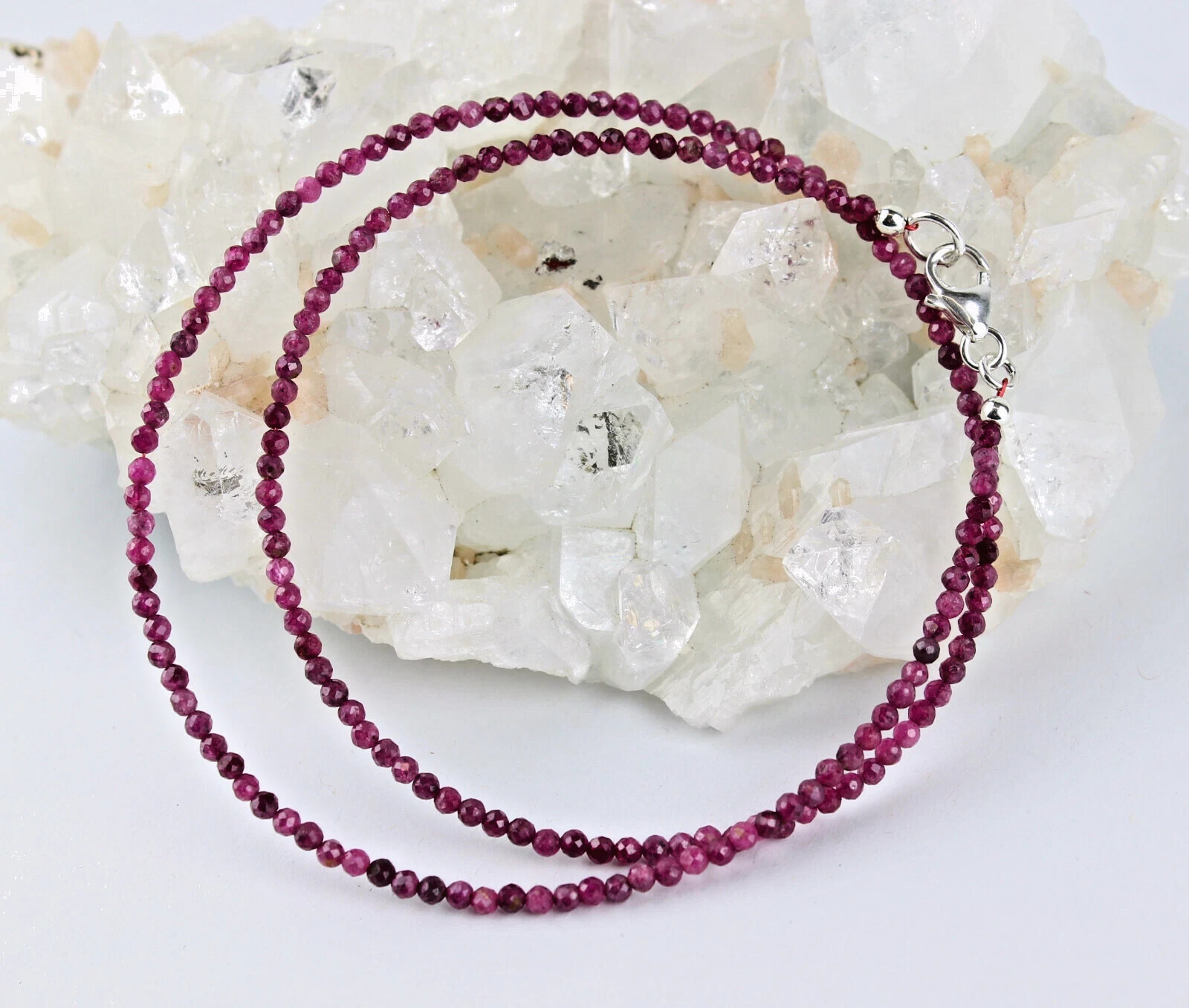 Natural Ruby Choker 2mm Crystal Gemstone Beads Dainty Choker Necklace Minimalist