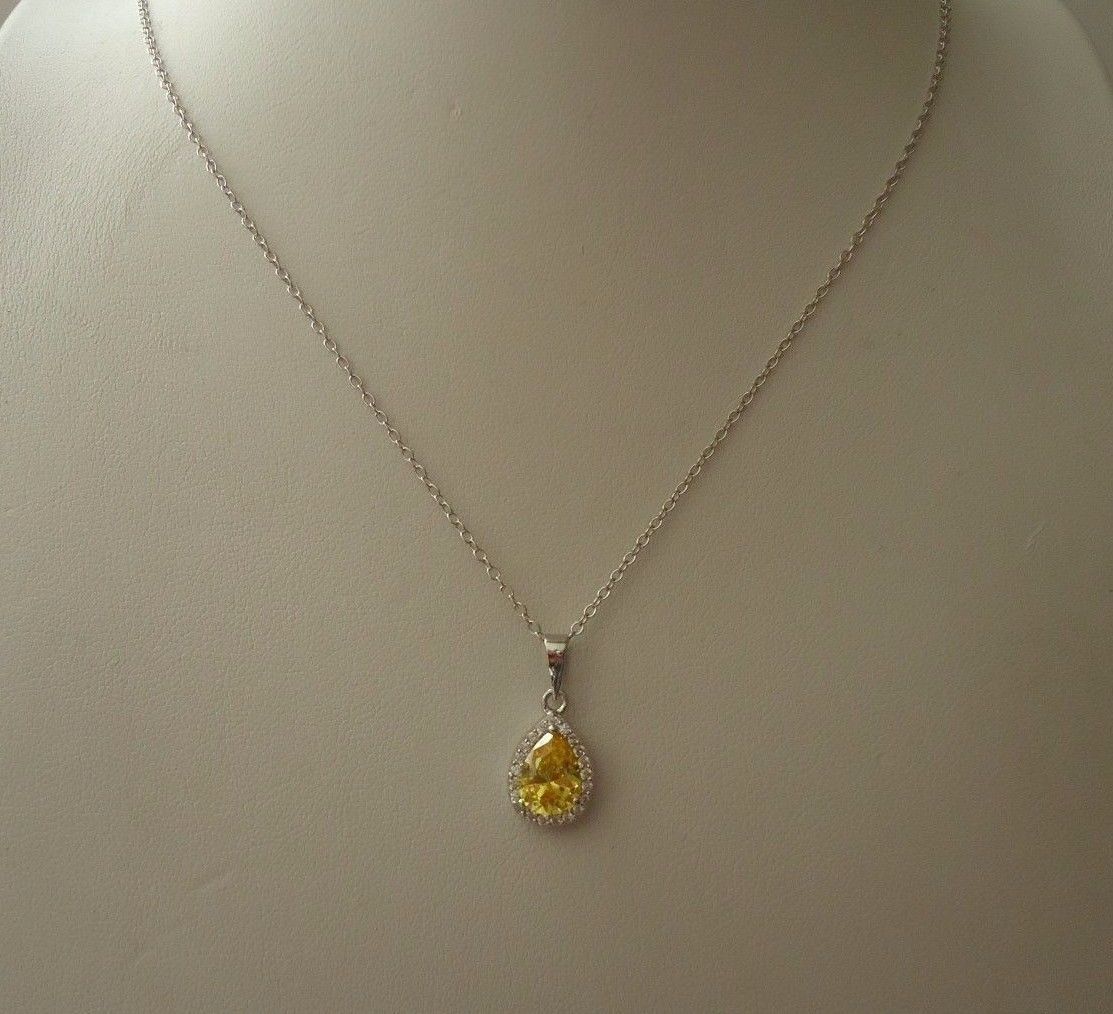 PENDANT & EARRING SET W/ 7.20 CT YELLOW / WHITE ACCENTS /925 STERLING SILVER