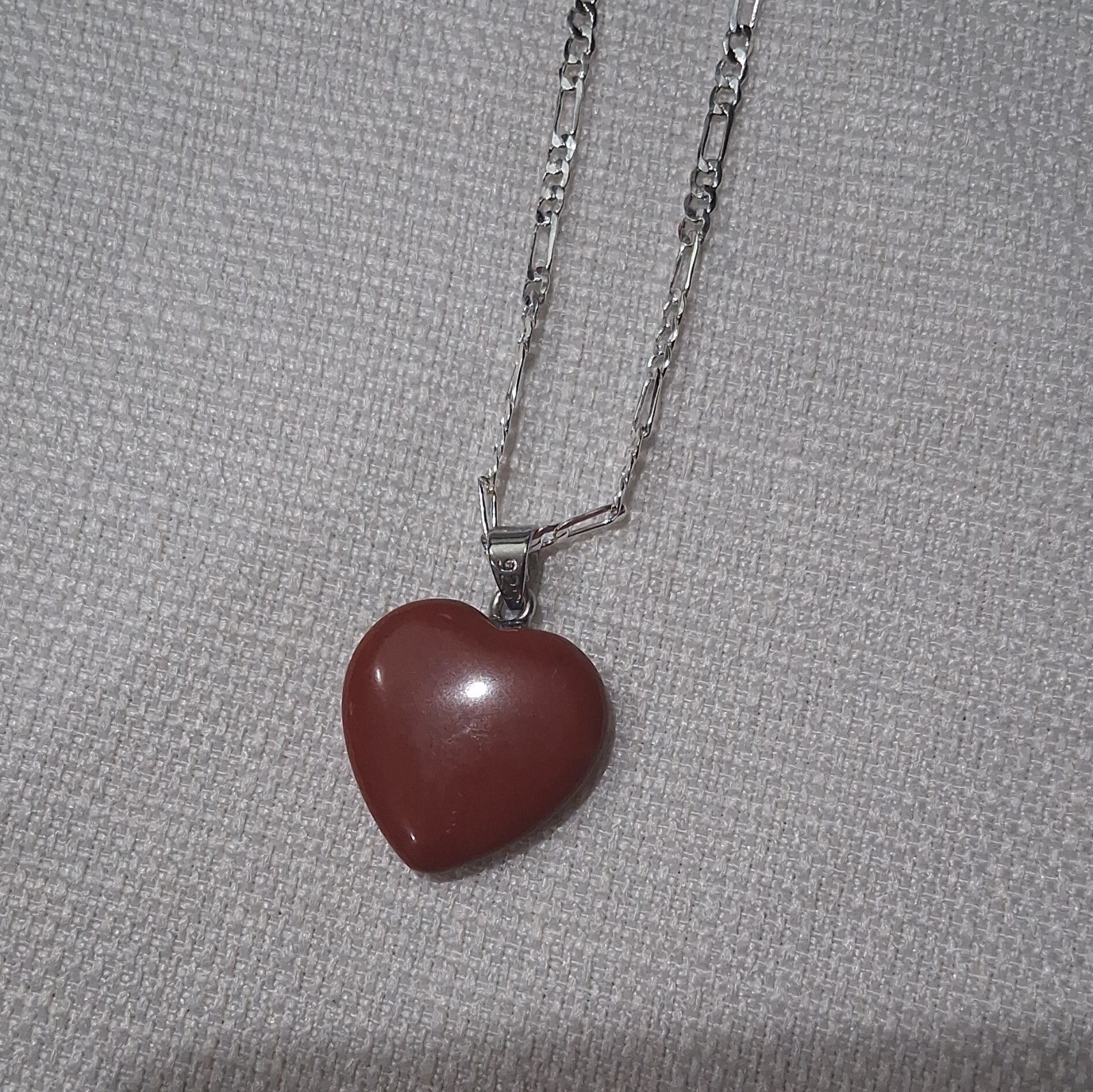 Silver 925 Chain Cornoline Stone Color Red 925 Silver