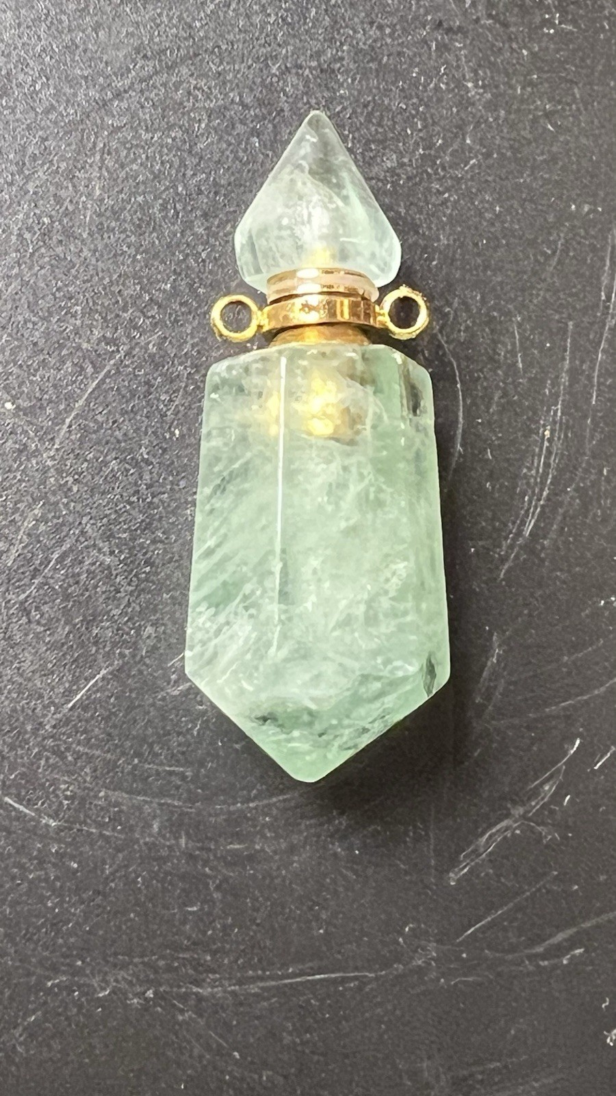 Double Pointed Perfume Bottle Pendant Vial Amazonite