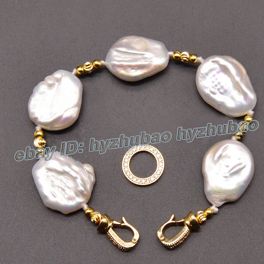 Huge 18-22mm South Sea White Flat Baroque Keshi Pearl Necklace Bracelet Earrings