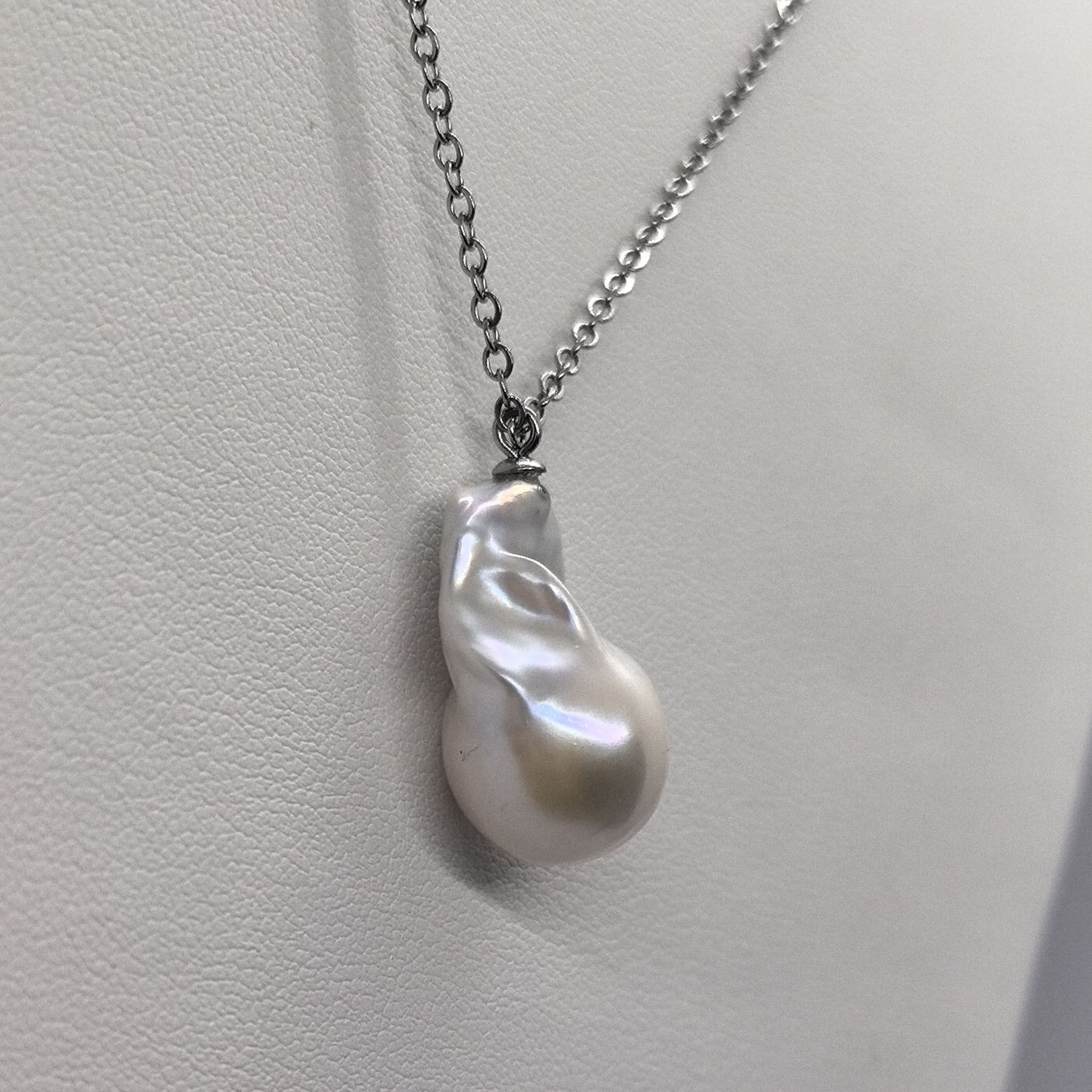 Natural 22mm Baroque Pearl Pendant Necklace Irregular Freshwater Pearl Jewelry