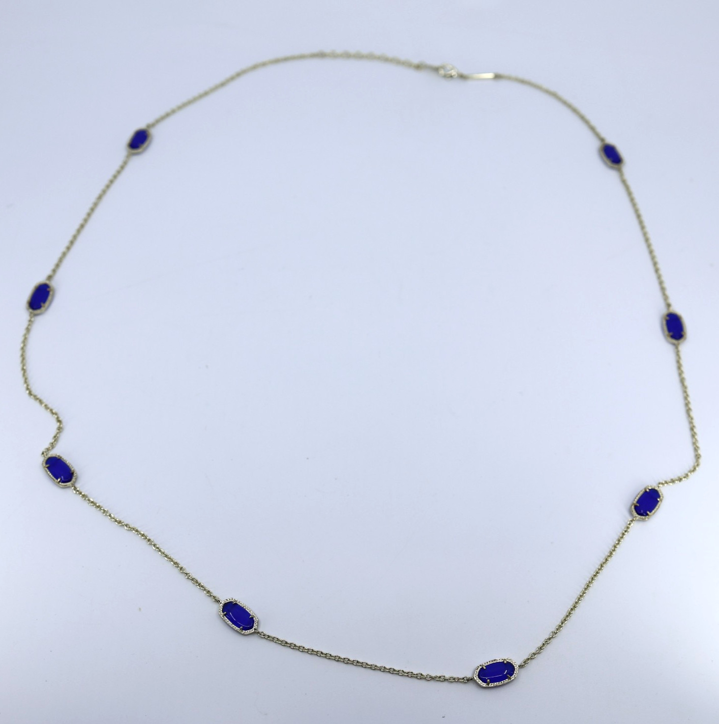 A4 Flawless KENDRA SCOTT Kellie Cobalt Blue Gold Tone Long Station Necklace