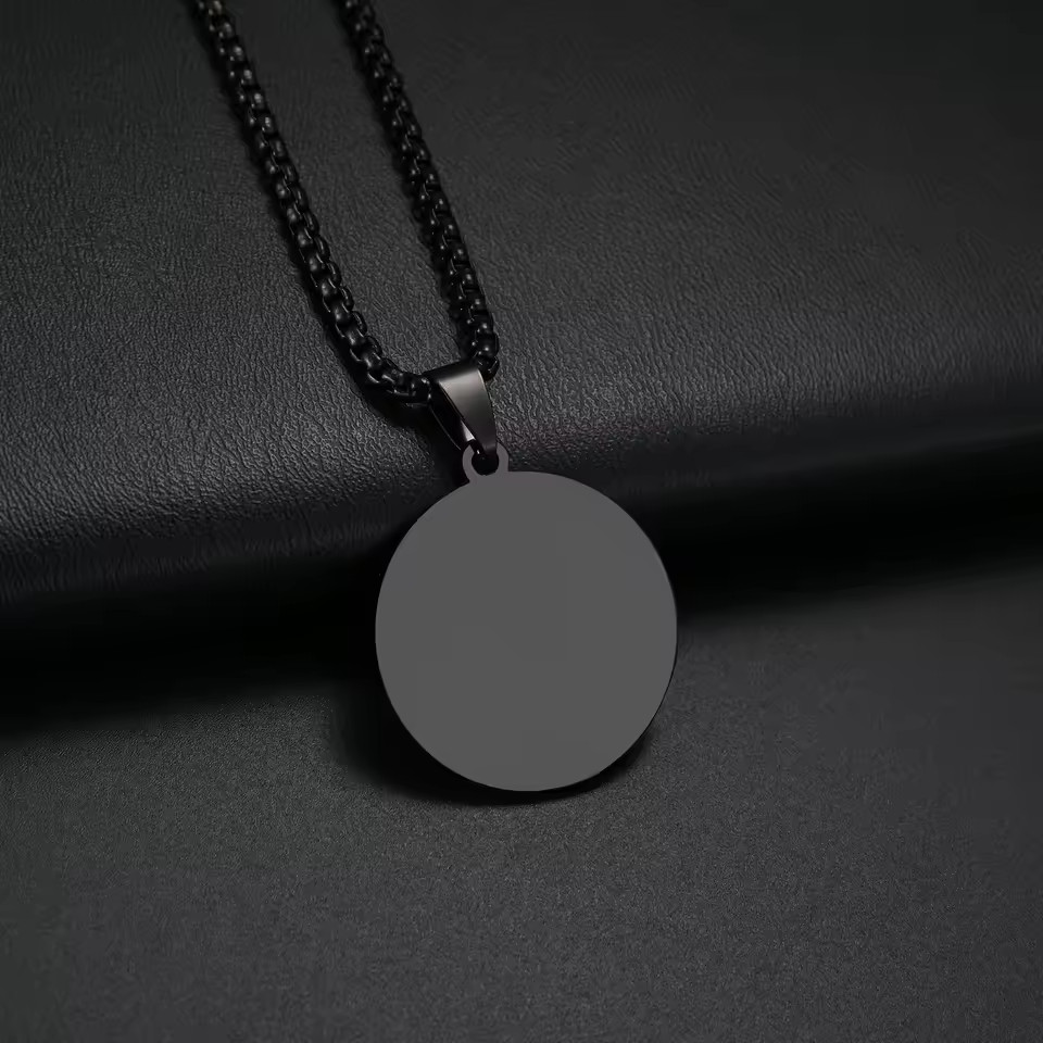 Custom Photo Logo Name Text Engraved Necklace Pendant Jewelry Chain Adjustable