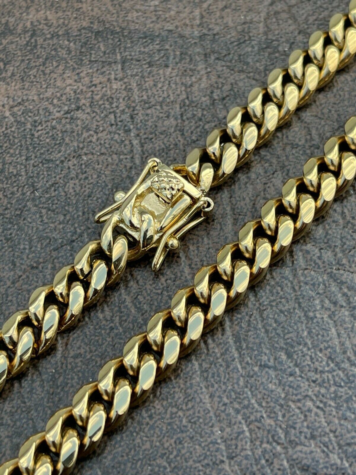 Miami Cuban CHOKER Chain 14k Gold Plated Stainless Steel Mens Boys Necklace 18″