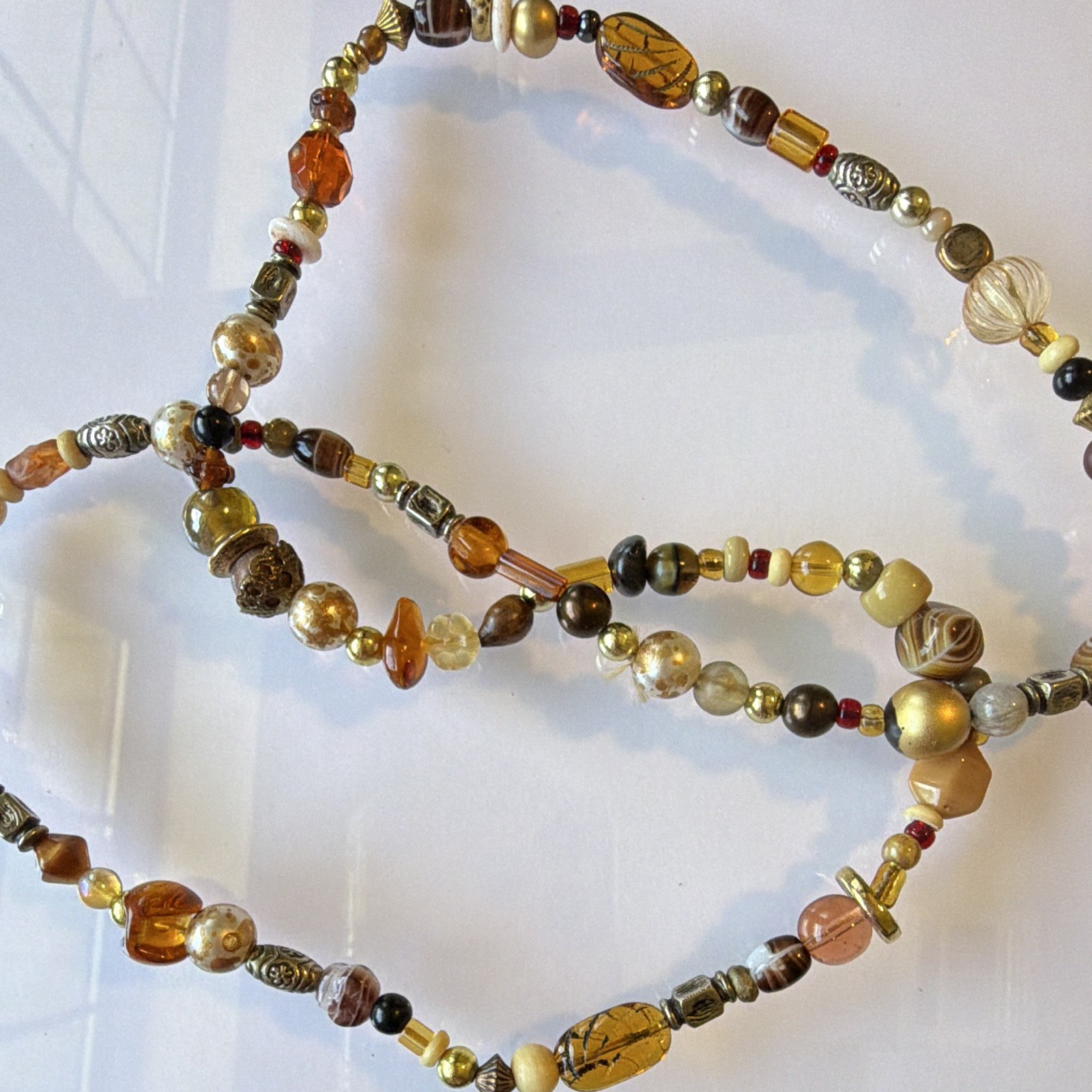 Amber color Glass Beaded Necklace Beads Ball/Beaded Style