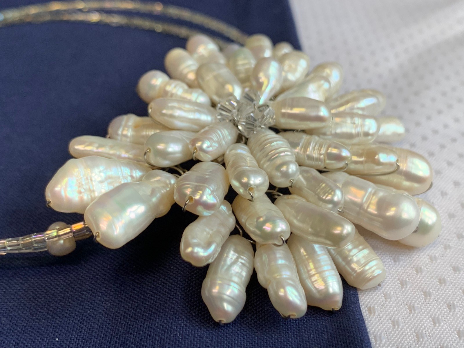 Pearl Cluster Choker 20″ Costume Jewelry Fresh Water Beaded Chain Necklace