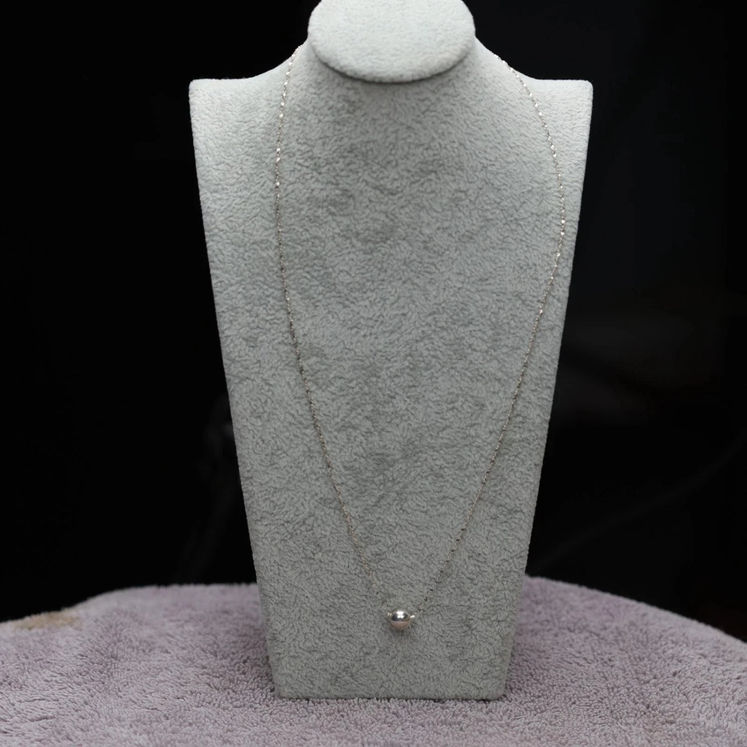 Vintage Italy 925 Sterling Silver Ball Pendant Necklace 18 Inch Sparkle Chain