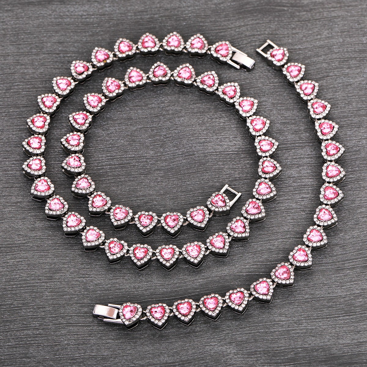 Tennis Jewelry Set Silver Stainless Steel zirconiastone unisex Necklace Bracelet